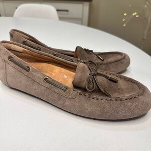 Vionic Taupe Suede Loafers